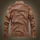 Men Plus Velvet Motorcycle Jacket Coat (Color:Khaki Size:XXXXL)