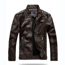 Men Plus Velvet Motorcycle Jacket Coat (Color:Coffee Size:XL)