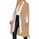 Women Casual Cape Unbuttoned Shawl Coat(Color:Khaki Size:S)