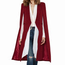 Women Casual Cape Unbuttoned Shawl Coat(Color:Red Size:XL)