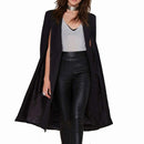 Women Casual Cape Unbuttoned Shawl Coat(Color:Black Size:M)