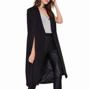 Women Casual Cape Unbuttoned Shawl Coat(Color:Black Size:L)