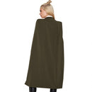Women Casual Cape Unbuttoned Shawl Coat(Color:Army Green Size:XL)