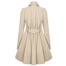 Slim Mid-length Commuter Jacket Trench Coat (Color:Beige Size:M)
