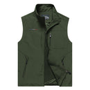 Men Sleeveless Stand Collar Loose Vest Multi-pockets Vest (Color:Army Green Size:5XL)