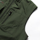 Men Sleeveless Stand Collar Loose Vest Multi-pockets Vest (Color:Dark Blue Size:M)