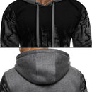 Men Loose Print Hoodie Sport Sweatshirt Set (Color:White Size:L)