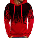 Men Loose Print Hoodie Sport Sweatshirt Set (Color:Red Size:L)