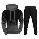 Men Loose Print Hoodie Sport Sweatshirt Set (Color:Grey Size:XL)