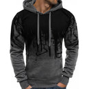 Men Loose Print Hoodie Sport Sweatshirt Set (Color:Grey Size:XL)