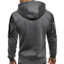 Men Loose Print Hoodie Sport Sweatshirt Set (Color:Army Green Size:XXL)