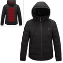 Men and Women Intelligent Constant Temperature USB Heating Hooded Cotton Clothing Warm Jacket (Color:Black Size:XL)