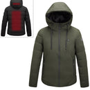 Men and Women Intelligent Constant Temperature USB Heating Hooded Cotton Clothing Warm Jacket (Color:Army Green Size:M)