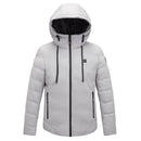 Men and Women Intelligent Constant Temperature USB Heating Hooded Cotton Clothing Warm Jacket (Color:Light Grey Size:L)