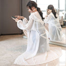 Women Hooded Sunscreen Mid-length Chiffon Cardigan (Color:White Size:M)