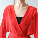Women Hooded Sunscreen Mid-length Chiffon Cardigan (Color:White Size:M)