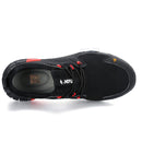 Jiefu Anti Smash And Stab Resistant Lightweight Breathable Anti Odor Flying Fabric Safety Shoes (Color:Black Size:48)