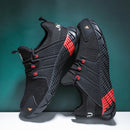 Jiefu Anti Smash And Stab Resistant Lightweight Breathable Anti Odor Flying Fabric Safety Shoes (Color:Black Size:48)