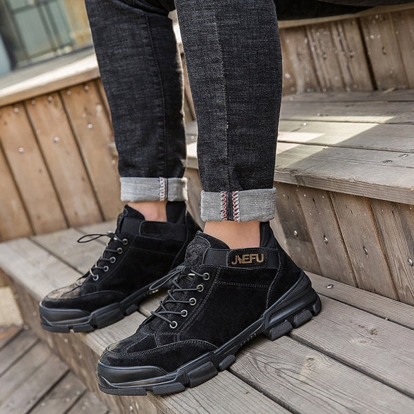 Jiefu Anti Smashing, Anti Piercing, Waterproof And Oil Resistant Electric Welding High Top Safety Shoes (Color:Black Size:38)