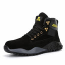 Jiefu Light And Breathable Steel Head Anti Smashing, Anti Piercing, Anti Slip And Waterproof Safety Shoes (Color:High Top Black Size:38)