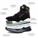 Jiefu Light And Breathable Steel Head Anti Smashing, Anti Piercing, Anti Slip And Waterproof Safety Shoes (Color:High Top Black Size:38)