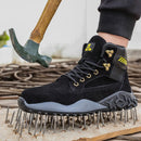 Jiefu Light And Breathable Steel Head Anti Smashing, Anti Piercing, Anti Slip And Waterproof Safety Shoes (Color:High Top Black Size:39)