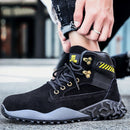 Jiefu Light And Breathable Steel Head Anti Smashing, Anti Piercing, Anti Slip And Waterproof Safety Shoes (Color:High Top Black Size:46)