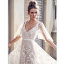 Sexy Lace V-neck Open Back Dress (Color:White Size:XL)