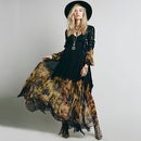 Low V-neck Pleated Chiffon Dress With Irregular Hem And Ankle Skirt (Color:Black Size:XXL)