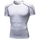 Fitness Running Training Suit Stretch Quick Dry Tight Short Sleeve T-shirt (Color:White Size:XL)