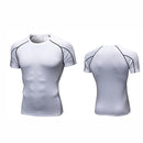 Fitness Running Training Suit Stretch Quick Dry Tight Short Sleeve T-shirt (Color:White Size:XXL)