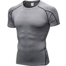 Fitness Running Training Suit Stretch Quick Dry Tight Short Sleeve T-shirt (Color:Grey Size:XXL)