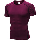 Fitness Running Training Suit Stretch Quick Dry Tight Short Sleeve T-shirt (Color:Wine Red Size:M)