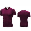Fitness Running Training Suit Stretch Quick Dry Tight Short Sleeve T-shirt (Color:Wine Red Size:M)