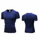 Fitness Running Training Suit Stretch Quick Dry Tight Short Sleeve T-shirt (Color:Navy Size:XL)