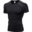 Fitness Running Training Suit Stretch Quick Dry Tight Short Sleeve T-shirt (Color:Black Grey Size:XXL)