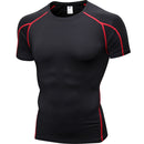 Fitness Running Training Suit Stretch Quick Dry Tight Short Sleeve T-shirt (Color:Black Red Size:M)