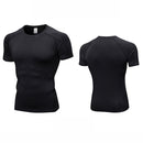 Fitness Running Training Suit Stretch Quick Dry Tight Short Sleeve T-shirt (Color:Black Size:XXL)