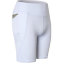 High Elastic Medium High Waist Fitness Exercise Quick Drying Sweat Wicking Tight Shorts With Pocket (Color:White Size:XXL)