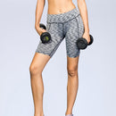 High Elastic Medium High Waist Fitness Exercise Quick Drying Sweat Wicking Tight Shorts With Pocket (Color:Grey Size:S)