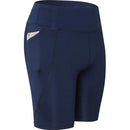High Elastic Medium High Waist Fitness Exercise Quick Drying Sweat Wicking Tight Shorts With Pocket (Color:Navy Size:S)