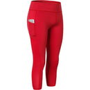 Stretch Tight Quick Drying Sweat Wicking Side Pocket Yoga Capris (Color:Red Size:S)