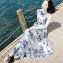 Slim-fit Sleeveless Chiffon Dress (White)