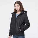 Ladys Detachable Two Piece Warm, Waterproof And Breathable Couples Stormsuit (Color:Black Size:XXXL)