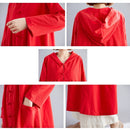 Cotton And Linen Jacket Loose Mid-length Retro Literary Buckle Cloak Size:Free Size
