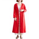 Cotton And Linen Jacket Loose Mid-length Retro Literary Buckle Cloak Size:Free Size