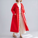Cotton And Linen Jacket Loose Mid-length Retro Literary Buckle Cloak Size:Free Size