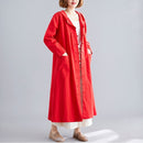 Cotton And Linen Jacket Loose Mid-length Retro Literary Buckle Cloak Size:Free Size