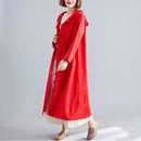 Cotton And Linen Jacket Loose Mid-length Retro Literary Buckle Cloak Size:Free Size