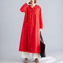 Cotton And Linen Jacket Loose Mid-length Retro Literary Buckle Cloak Size:Free Size